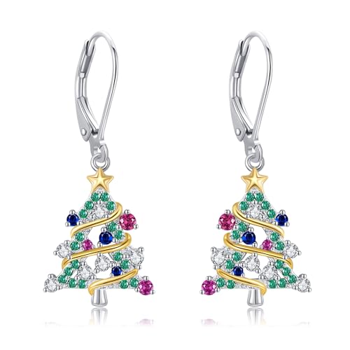 DAYLINLOVE Weihnachten Ohrringe Sterling Silber Weihnachtsbaum Dangle Ohrringe Weihnachtsgeschenke Schmuck für Frauen von DAYLINLOVE