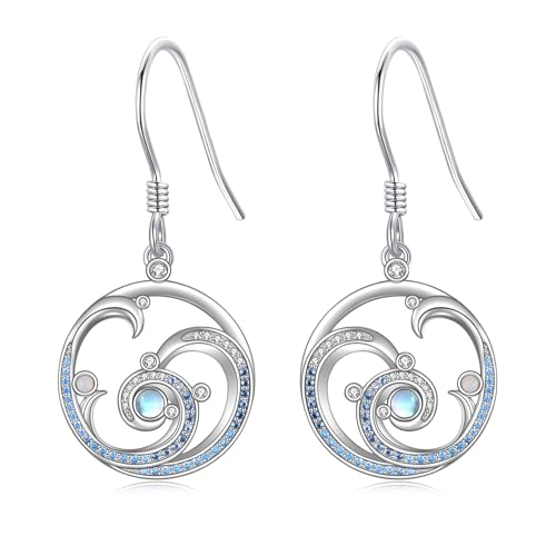 DAYLINLOVE Wellen Ohrringe 925 Sterling Silber Wellen Hängel Ohrringe Wellen Geschenk für Frauen Mütter Mädchen von DAYLINLOVE