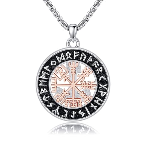 DAYLINLOVE Wikinger Kette 925er Sterling Silber Talisman Valknut Amulett Thor Hammer Anhänger Halswikinger Nordisch Heidnisch Glücksbringer Schutz Schmuck Geschenke für Damen Frauen Männer Unisex von DAYLINLOVE