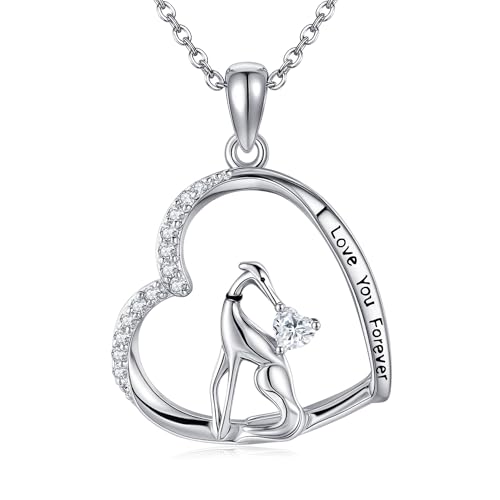DAYLINLOVE Windhund Kette 925 Sterling Silber Italienischem Windspiel Whippet Herzform Anhänger Halskette Hund Haustier Tier Schmuck Geschenk für Damen Mädchen Frauen Mutter Windspielliebhaber von DAYLINLOVE