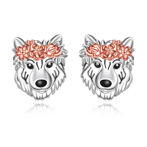 DAYLINLOVE Wolf Geschenke 925 Sterling Silber Wolf Stud Ohrringe Wolf Geburtstag Halloween Schmuck Geschenk für Frauen von DAYLINLOVE