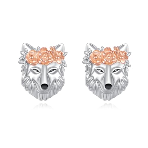 DAYLINLOVE Wolf Ohrringe 925 Sterling Silber Wolf Ohrstecker Tier Wolf Schmuck Geschenk für Frauen von DAYLINLOVE
