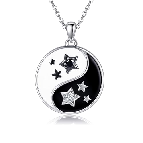 DAYLINLOVE Yin Yang Halskette 925 Sterling Silber Tai Chi Anhänger Yin Yang Schmuck Geschenke für Frauen Männer von DAYLINLOVE