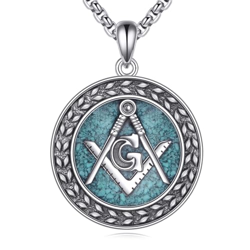 DAYLONLOVE Freimaurer Halskette 925 Sterling Silber Freimaurer Kompass Symbol Anhänger Freimaurer Schmuck Geschenke für Männer Frauen Freunde von DAYLINLOVE