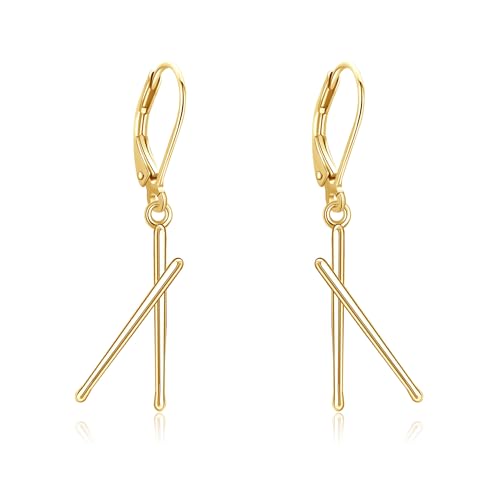 Drumstick Ohrringe 925 Sterling Silber Drumsticks Ohrringe Drummer Gifts Einzigartiger Schmuck für Frauen Männer Musikliebhaber (Gold) von DAYLINLOVE
