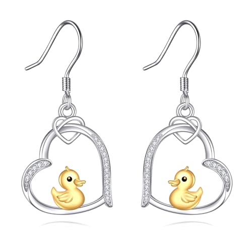 Enten-Ohrringe S925 Sterlingsilber Enten-Ohrhänger Enten-Schmuck Geschenke für Frauen Mutter Ehefrau von DAYLINLOVE