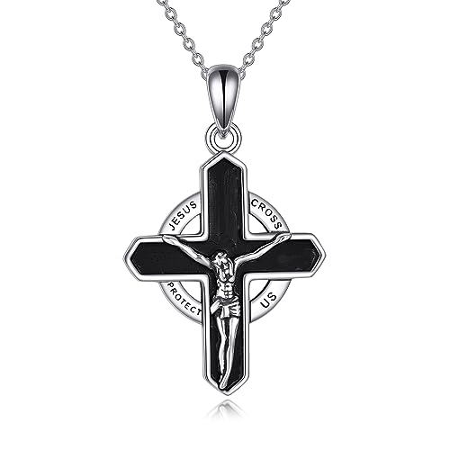 Jesus Christus Kette 925 Sterling Silber Kruzifix Religiöse Halskette Bibel Gebet Anhänger Schmuck Geschenke für Damen Unisex von DAYLINLOVE