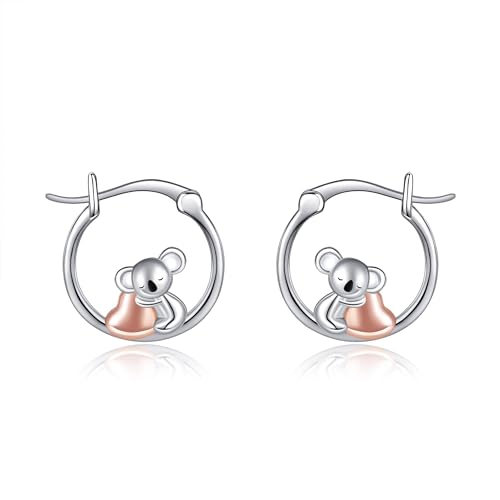 DAYLINLOVE Koala Ohrringe 925er Sterling Silber CreolenKoala Motiv Tier Schmuck Geschenke für Damen Frauen Mädchen Koala Liebhaber von DAYLINLOVE