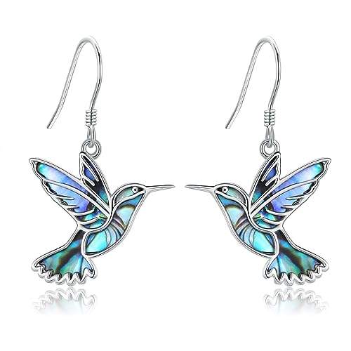 Kolibris Ohrringe Silber 925 Abalone Muschel Vogel Ohrringe Hängend Süßer Kolibris Schmuck Geschenk für Damen Mädchen Mutter Tochter Tiere Kolibrin Liebhaber von DAYLINLOVE