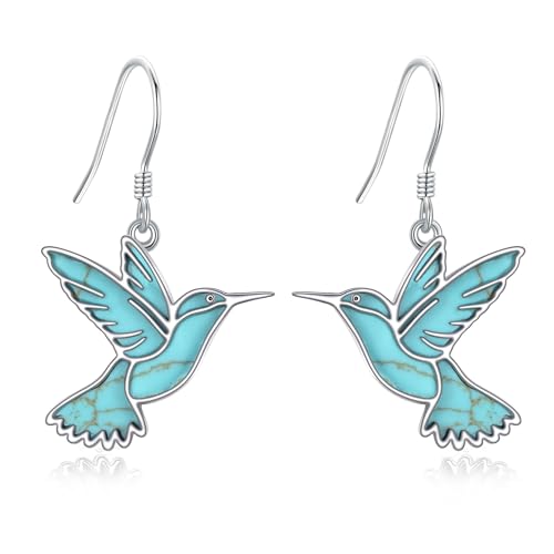 DAYLINLOVE Kolibris Ohrringe Silber 925 Vogel Ohrringe Hängend Süßer Kolibris Schmuck Geschenk für Damen Mädchen Mutter Tochter Tiere (Türkisfarben) von DAYLINLOVE
