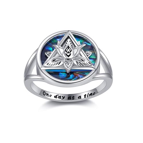 Nüchternheits Ring für Damen 925 Sterling Silber AA Lotus Abalone Muschel Ring Anonyme Alkoholiker Nüchternheit AA Schmuck Geschenk für Damen Mädchen Frauen Mutter Schwester(7) von DAYLINLOVE
