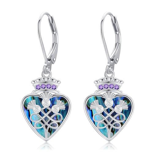Schottischer Distel Ohrringe S925 Sterling Silber Abalone Shell Keltischer Knoten Ohrring Hebelrücken Ohrringe Schottischer Distel Schmuck Geschenke für Frauen Mutter Frau Schottischer Distel Ohrringe S925 Sterling Silber Abalone Shell Keltischer Knoten Ohrring Hebelrücken Ohrringe Schottischer Distel Schmuck Geschenke für Frauen Mutter Frau von DAYLINLOVE