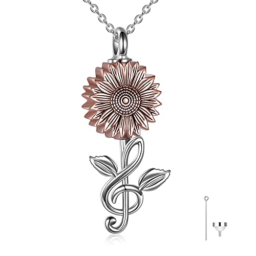 Sonnenblume Urne Kette für Asche Sterling Silber Sie Sind Mein Sonnenschein Musik Note Kette Kremation Schmuck für Asche von Geliebten Menschen Keepsake von DAYLINLOVE