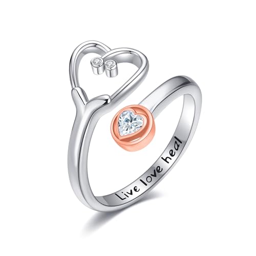 Stethoskop Ring S925 Sterling Silber Stethoskop Medizin Ringe Herzschlag Schmuck für Arzt Krankenschwester Medizinstudent RN Krankenschwester Geschenke für Frauen Mutter Frau Stethoskop Ring S925 Sterling Silber Stethoskop Medizin Ringe Herzschlag Schmuck für Arzt Krankenschwester Medizinstudent RN Krankenschwester Geschenke für Frauen Mutter Frau von DAYLINLOVE