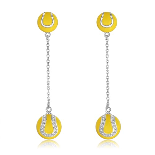 Tennis Ohrringe 925 Sterling Silber Tennis Ball Hängend Ohrring Tennis Schmuck Geschenke für Damen Frauen Mädchen Spieler von DAYLINLOVE