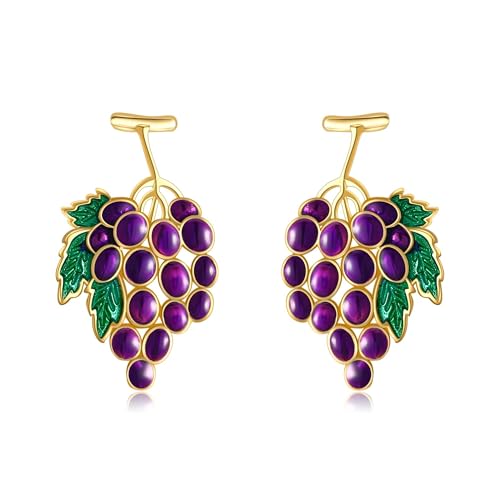 Trauben Ohrringe 925er Sterling Silber Trauben Lila Ohrstecker Ohrringe Obst Schmuck Geschenk Damen Mädchen Frauen Mutter Traubenliebhaber von DAYLINLOVE