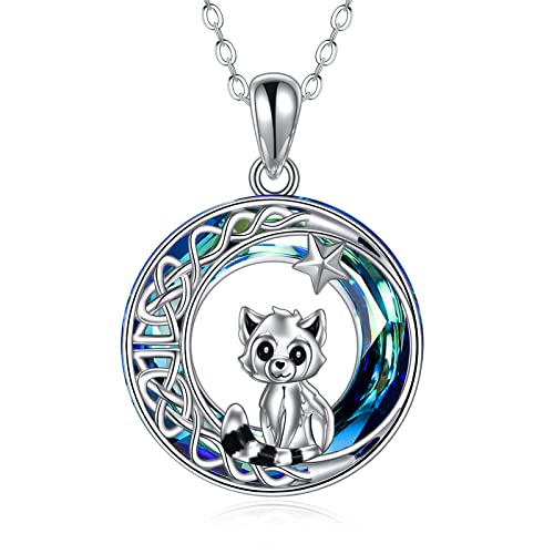 Waschbär Kette Sterling Silber Waschbär keltischen Knoten mit Kristall Anhänger Halskette Waschbär Schmuck Geschenke für Damen Mädchen von DAYLINLOVE