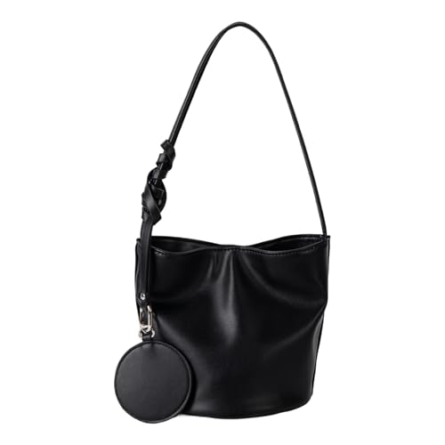 Anspruchsvolle Eimertasche mit Tragegriff oben, weiches PU-Leder, abnehmbarer, dekorativer Anhänger, ergonomischer Tragekomfort, täglicher Gebrauch, praktische Geldbörse aus PU-Leder, Schwarz , One Anspruchsvolle Eimertasche mit Tragegriff oben, weiches PU-Leder, abnehmbarer, dekorativer Anhänger, ergonomischer Tragekomfort, täglicher Gebrauch, praktische Geldbörse aus PU-Leder, Schwarz , One von DAYnagh