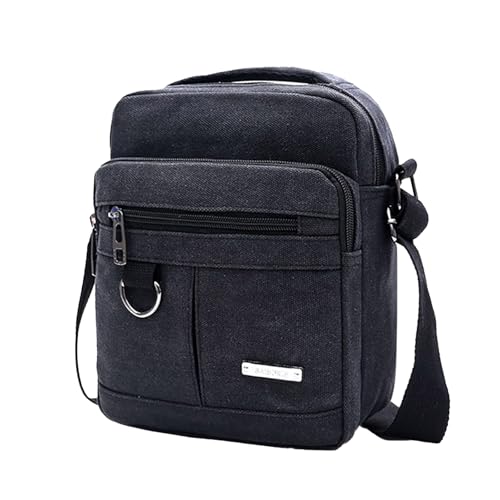 DAYnagh Stilvolle Herren Canvas Kleine Umhängetasche Handtasche Geldbörse für Alltag und Reise Multi Fächer Crossbody Satchel Herren Canvas Umhängetasche, Schwarz , One Size DAYnagh Stilvolle Herren Canvas Kleine Umhängetasche Handtasche Geldbörse für Alltag und Reise Multi Fächer Crossbody Satchel Herren Canvas Umhängetasche, Schwarz , One Size von DAYnagh