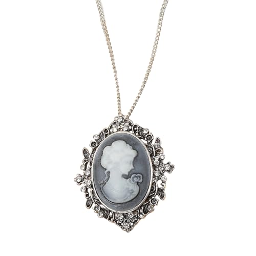 Oval Cameo Anhänger Halskette Mit Kristall Strasssteinen Handgefertigt Vintage Schmuckzubehör Stylish Outfit Enhancer Multi Layer Kristall Dekorated Anhänger von DAYnagh