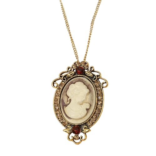 Oval Cameo Anhänger Halskette Mit Kristall Strasssteinen Handgefertigt Vintage Schmuckzubehör Stylish Outfit Enhancer Multi Layer Kristall Dekorated Anhänger von DAYnagh