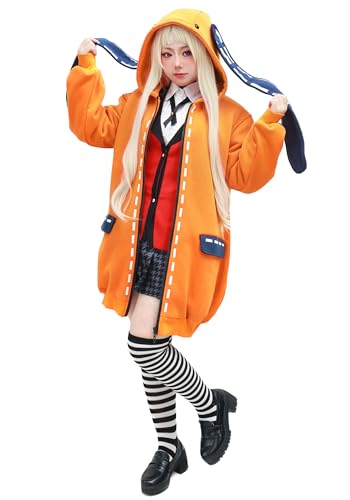 DAZCOS Damen Kakegurui Yomozuki Runa Cosplay Jacke Orange Hoodie - Orange - X-Large von DAZCOS