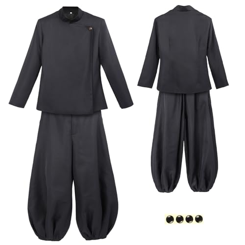 DAZCOS Anime-Cosplay-Kostüm für Herren, US-Größe, Uniform, Jacke, Hose mit Ohrringen, Schwarz, Medium von DAZCOS