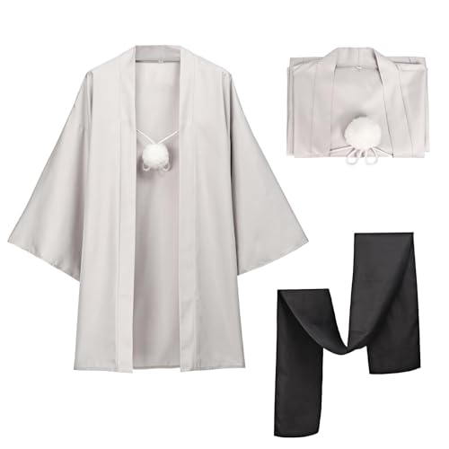 DAZCOS Herren Anime Cosplay Kostüm US Größe Haori Kimono Jacke mit Schal, Weiss/opulenter Garten, XX-Large von DAZCOS