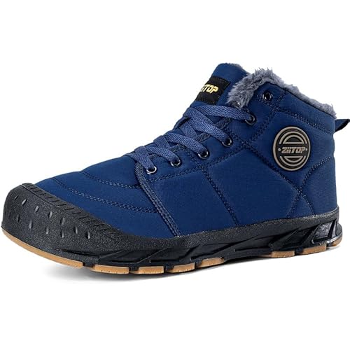 DAZFE Winterschuhe Herren Gefüttert - Winterstiefel Herren Schneestiefel Schneeschuhe Winterschuhe Gefüttert Barfußschuhe Winter Outdoor Bequem Rutschfeste (Blau 41EU) von DAZFE