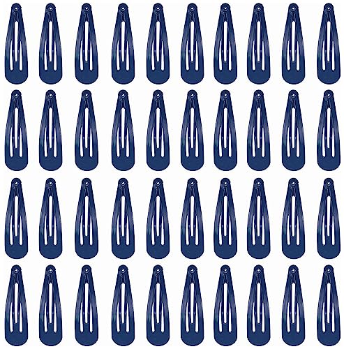 DAZISEN 40-Pack Haarspangen Für Mädchen Metall Snap Kinder Barretten Frauen Haarzubehör, Bunte Süßigkeiten Schöne Einfache Frisur Clips，Marineblau von DAZISEN