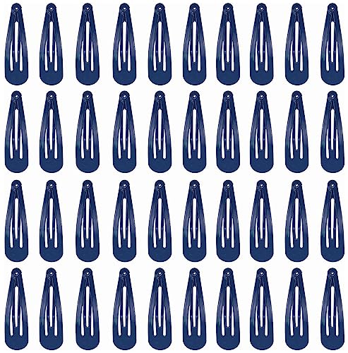 DAZISEN 40-Pack Haarspangen Für Mädchen Metall Snap Kinder Barretten Frauen Haarzubehör, Bunte Süßigkeiten Schöne Einfache Frisur Clips，Marineblau von DAZISEN