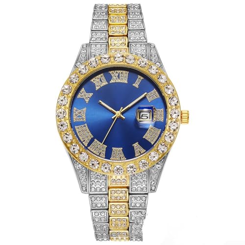 DAZZLEEX Stilvolle Hip-Hop-Quarzuhr im römischen Maßstab mit einzigartigem Stahlstreifen-Design, Wie abgebildet, 06 von DAZZLEEX