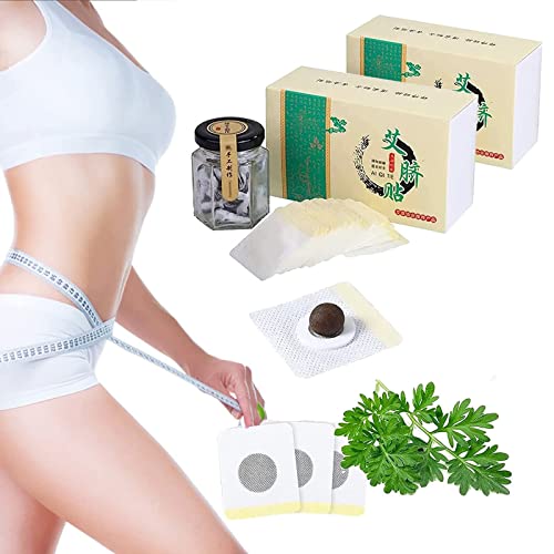 60 Stück Mugwort Navel Sticker,Natural Herbal Belly Sticker,Detox Pflaster,Beifuß Nabel Aufkleber, für Bierbauch, Bauchfett Taille, Eimer Taille von DAZZTIME