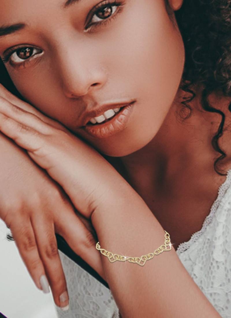 Armband Mit Herzen Und Achtergliedern in Gold Oder Silber, Geschenk Zum Jahrestag, Geburtstag, Muttertag Für Sie von DAlatrouCreations