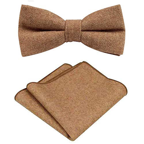 DB Dickie Bow Herren Vorgebundene Fliege und Einstecktuch, Kamelbraun, Length 4.5 inches, Width 3 inches von DB Dickie Bow