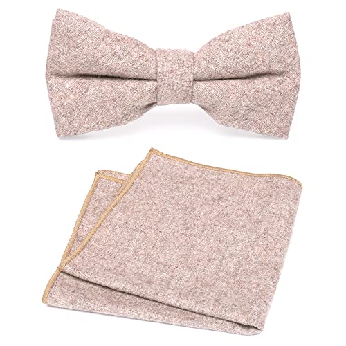 Herren Luxus Wolle vorgebundene Fliege & Einstecktuch Set, Keksbraun von DB Dickie Bow