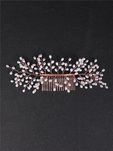 Braut-Haarkamm, Kopfbedeckung, Hochzeit, Haarschmuck, Brautjungfer, Tiara, handgefertigt, Kopfschmuck, Roségold von DBFBDTU