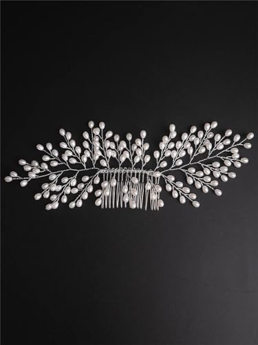 Braut-Haarkamm, Kopfbedeckung, Hochzeit, Haarschmuck, Brautjungfer, Tiara, handgefertigt, Kopfschmuck, Silber von DBFBDTU