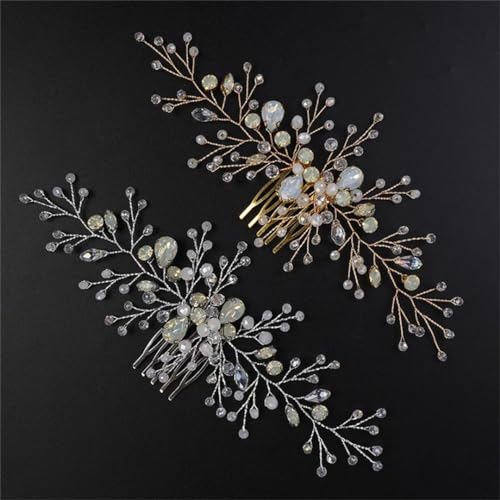 Braut-Haarkamm, Kristall, Braut-Kopfschmuck, Strass, Kamm, Tiara, Hochzeit, Haarschmuck, Roségold von DBFBDTU