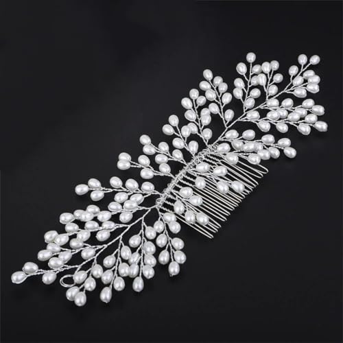 Brautschmuck, Perlen-Haarkamm, Party-Stirnband, Damen, Hochzeit, Haarschmuck, goldfarbener Kopfschmuck von DBFBDTU