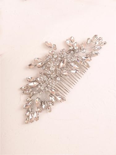 Brautschmuck, Rhineton-Kopf, Kamm für Damen, handgefertigt, Hochzeitskopfschmuck, Brautparty, Haarschmuck, Silber von DBFBDTU