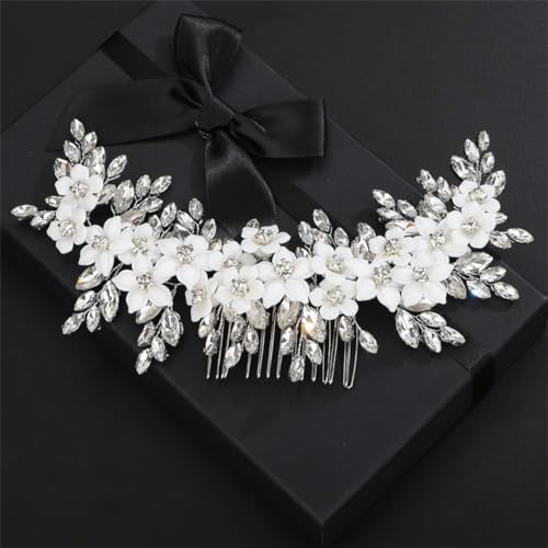 Brautschmuck, Strass, Haarkamm, handgefertigt, Blume, Hochzeit, Kopfschmuck, Partyzubehör, Roségold von DBFBDTU