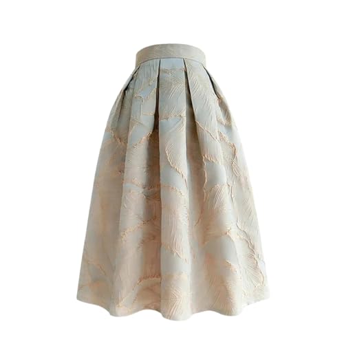 DBFBDTU Bestickte Damenröcke mit Reißverschluss, hohe Taille, Jacquard-Taschen, Ballkleid-Rock, Bildfarbe:, 48 von DBFBDTU