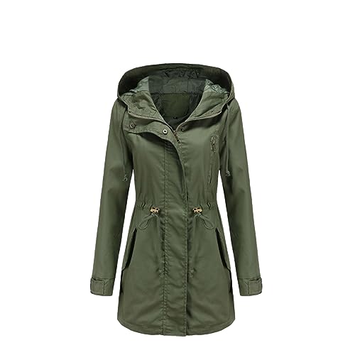 DBFBDTU Damen Kapuzenjacke Windbreaker Casual Kapuzenjacke Mantel Trenchcoat Langarm Oberbekleidung, B, 38 von DBFBDTU