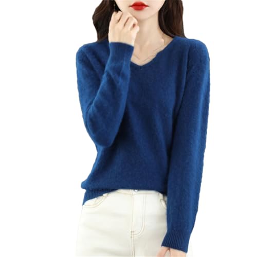 DBFBDTU Damen Kaschmir Pullover V-Ausschnitt Pullover Strickoberteile Langarm Weich Pullover Sweater Pulli, Algen, XXL von DBFBDTU