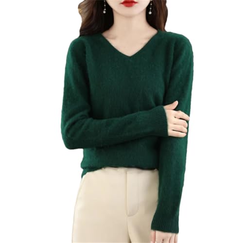 DBFBDTU Damen Kaschmir Pullover V-Ausschnitt Pullover Strickoberteile Langarm Weich Pullover Sweater Pulli, En8, S von DBFBDTU