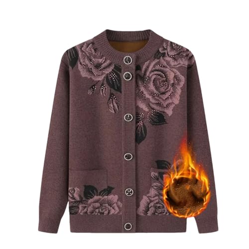DBFBDTU Damen-Strickjacke mit Revers, mittelalterliches Alter, für ältere Menschen, Strickmantel, dick, langärmelig, Coffee Add Fleece, 4X-Large DBFBDTU Damen-Strickjacke mit Revers, mittelalterliches Alter, für ältere Menschen, Strickmantel, dick, langärmelig, Coffee Add Fleece, 4X-Large von DBFBDTU
