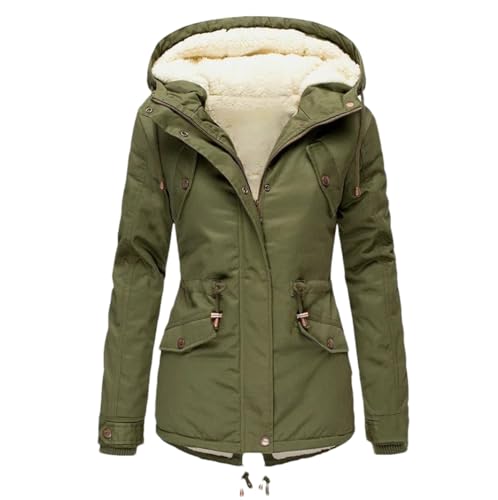 DBFBDTU Damen Wintermantel Warm Verdickte Lange Winterjacke Outdoor Wandern Kapuzen Parka Mantel Overcoat, EN8, 38 von DBFBDTU