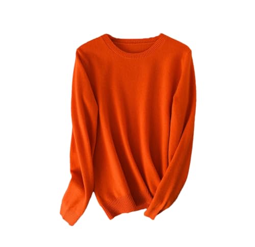 DBFBDTU Frauen Wolle O-Neck Strickpullover Pullover Leichte Warme Pullover, Orange, XX-Large von DBFBDTU