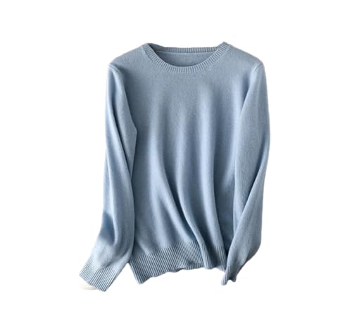 DBFBDTU Frauen Wolle O-Neck Strickpullover Pullover Leichte Warme Pullover, himmelblau, S von DBFBDTU